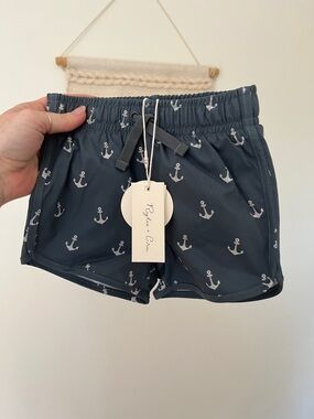 Rylee + Cru Anchor Print Swim Shorts - Slate Blue